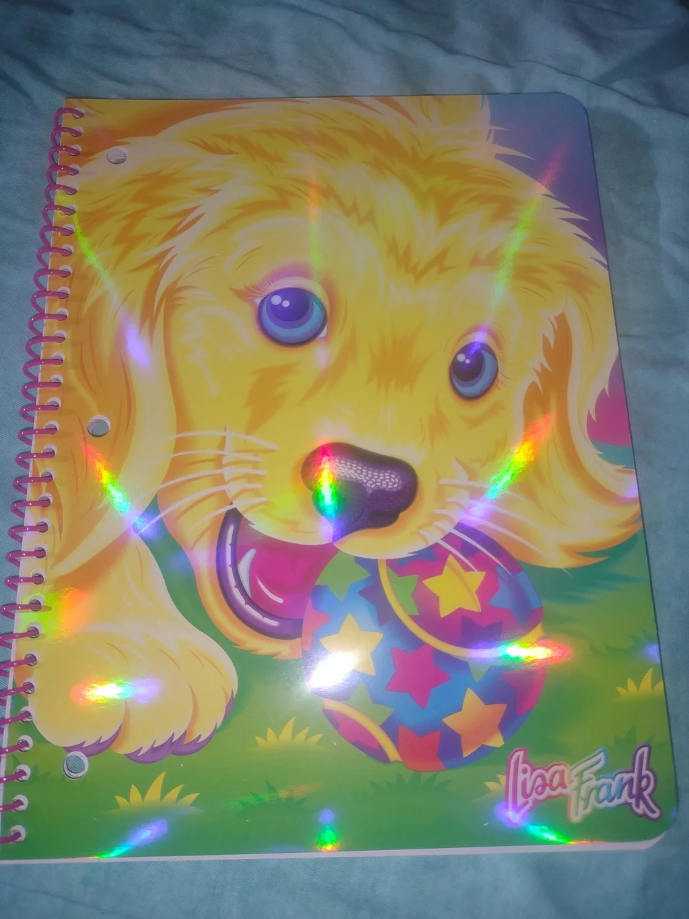 Lisa Frank Yellow Puppy Holographic Dog Notebook NEW